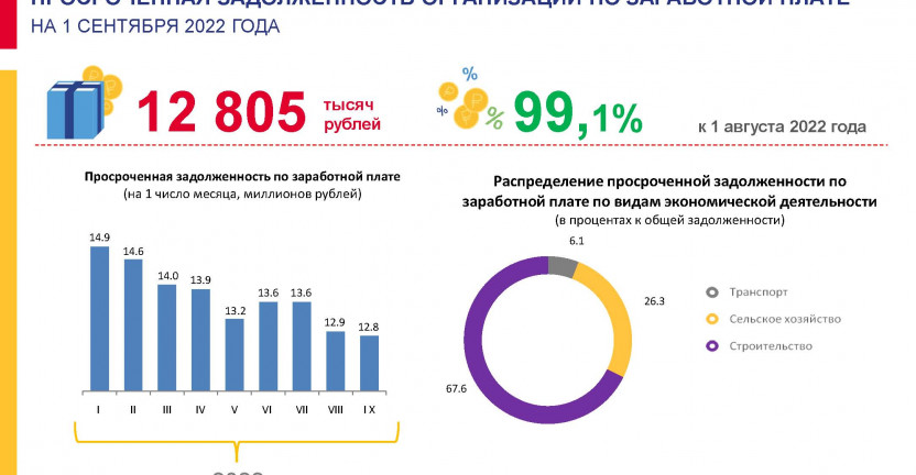 Просроченная задолженность организаций Курской области по заработной плате в 2022 г.